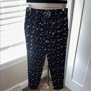 I ♥ Ronson Black Floral Pants Tie Belt Accent Trousers Size 4